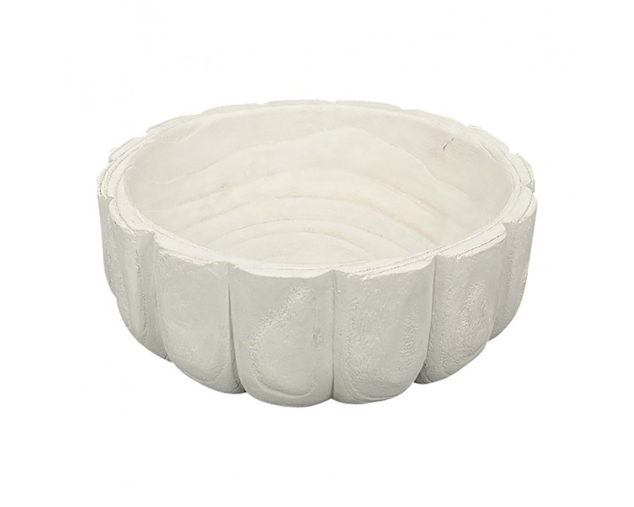 Sagebrook 9" Wood Scalloped Bowl - White