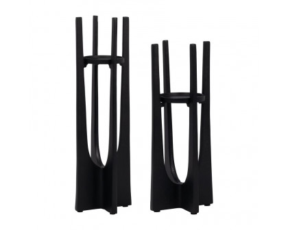 Sagebrook 12" Metal Pillar Candle Holder - Black