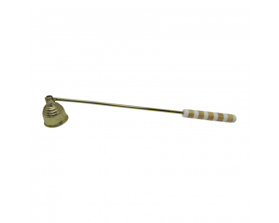 Sagebrook 13" Metal Striped Candle Snuffer - White/Gold