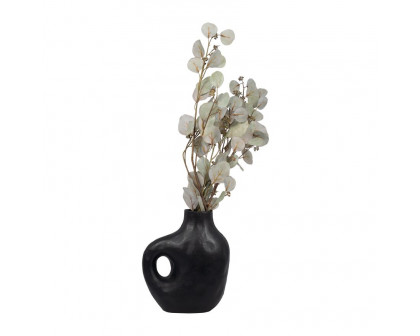 Sagebrook 11" Metal Hammerd Cut-out Vase - Black