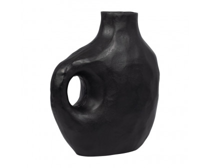 Sagebrook 14" Metal Hammerd Cut-out Vase - Black