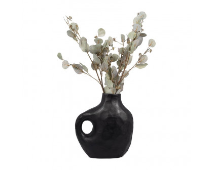 Sagebrook 14" Metal Hammerd Cut-out Vase - Black