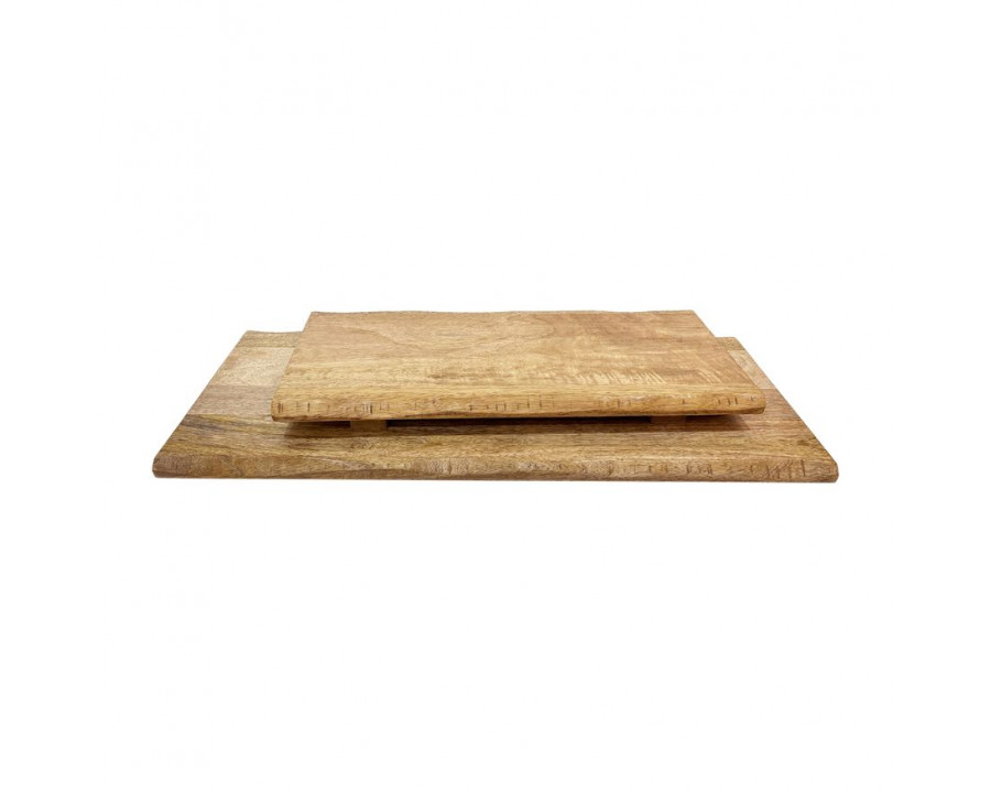 Sagebrook - 18"/24" Mango Wood Footed Trays (Set Of 2) in Natural