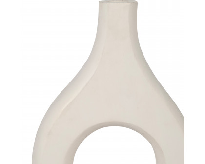 Sagebrook 12" Mango Wood Cut-out Vase - White