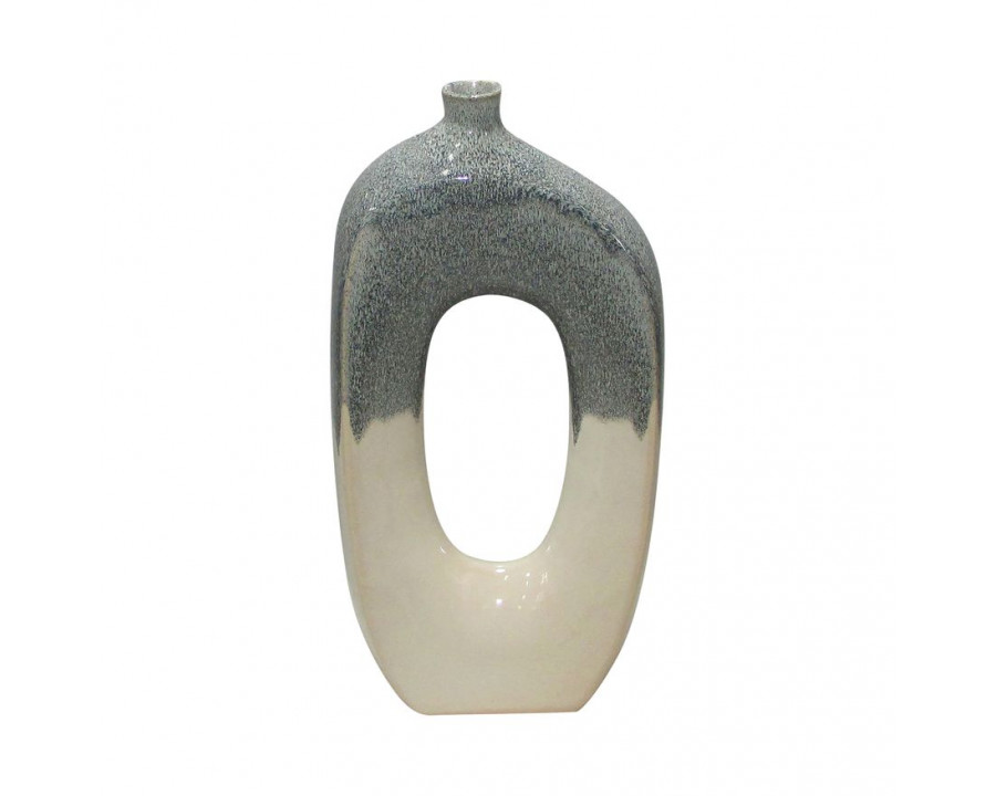 Sagebrook 16" Ceramic Curvy Open Cut-out Vase - Blue/White