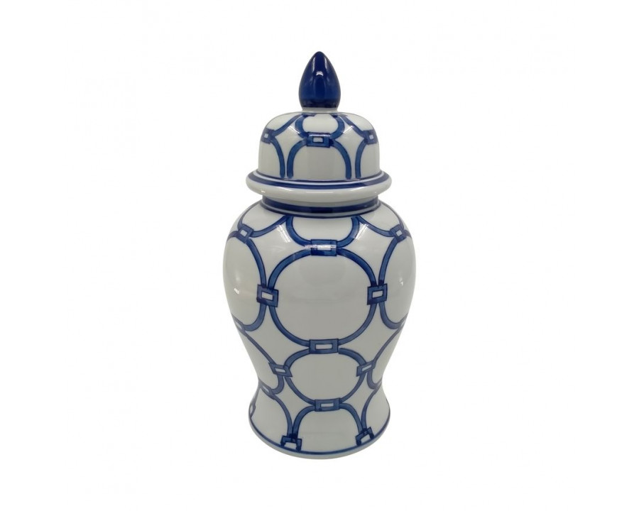 Sagebrook 14" Ceramic Links Temple Jar - Blue/White