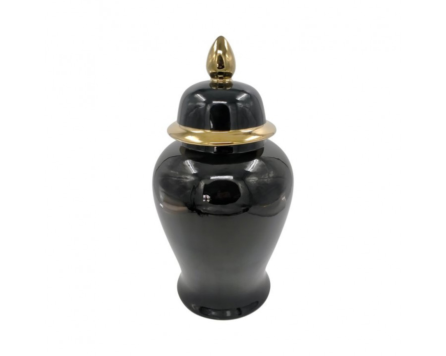 Sagebrook 18" Ceramic Temple Jar - Black/Gold