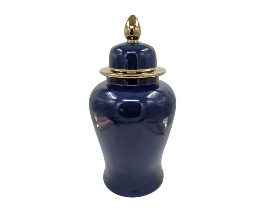 Sagebrook 24" Ceramic Temple Jar - Navy/Gold