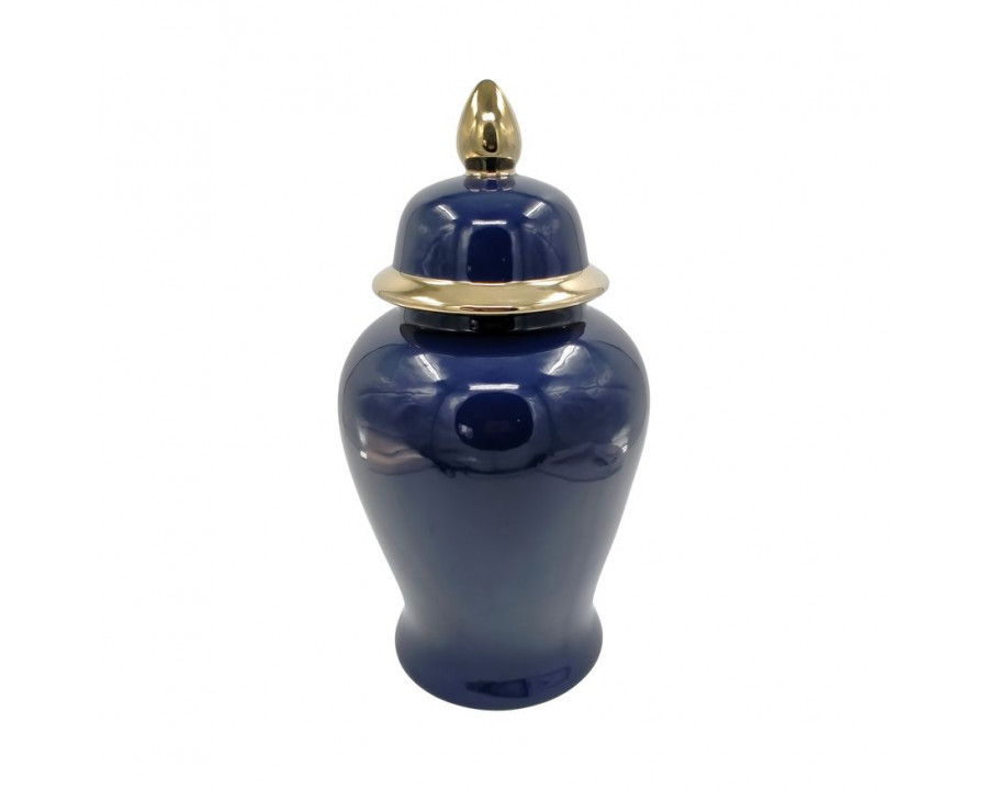 Sagebrook 18" Ceramic Temple Jar - Navy/Gold