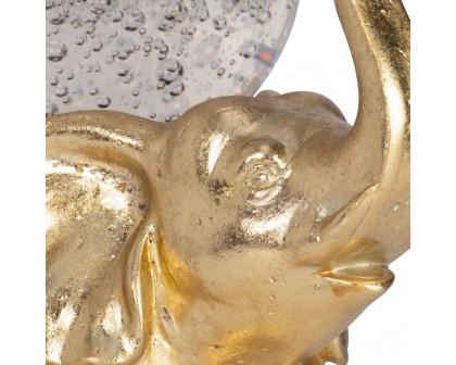 Sagebrook - 9" Resin Elephant With Crystal Ball in Gold