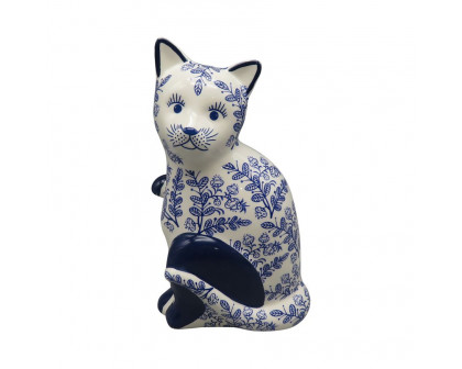 Sagebrook 8" Ceramic Sitting Chinoiserie Cat