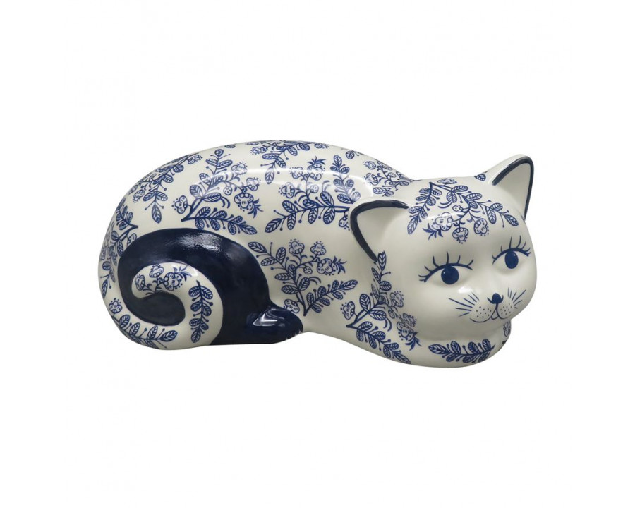 Sagebrook 8" Ceramic Sitting Chinoiserie Cat