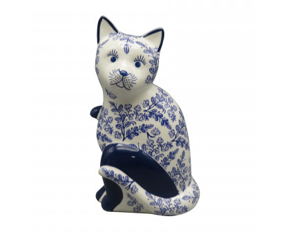 Sagebrook 8" Ceramic Sitting Chinoiserie Cat