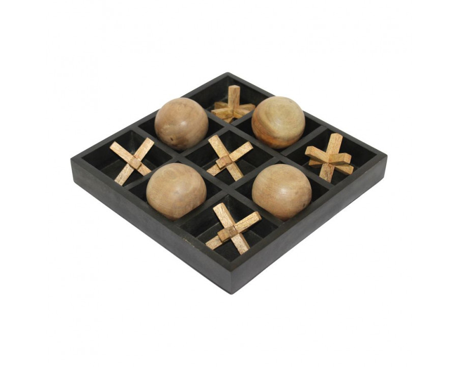 Sagebrook - 10"x10" Wood Tic-Tac-Toe Board Game in Black