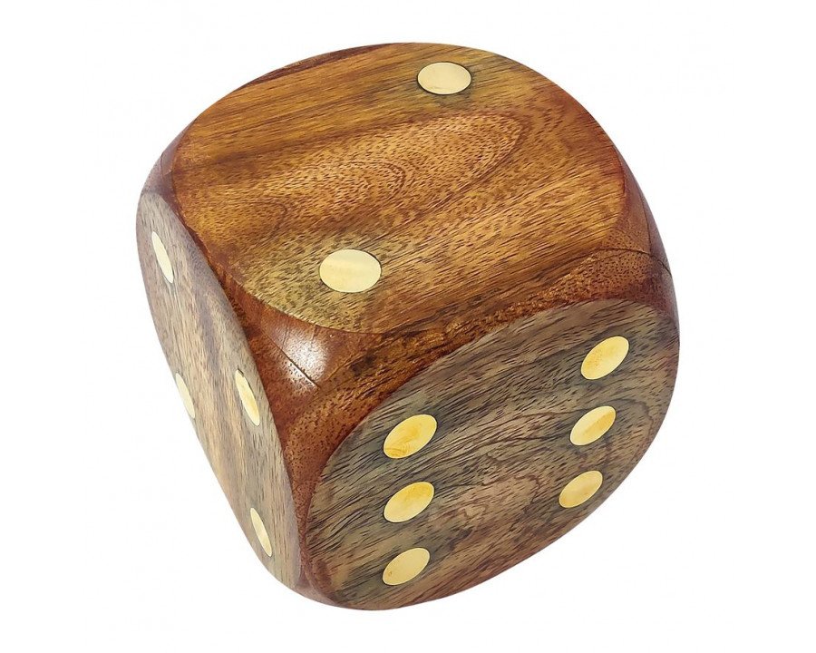 Sagebrook 4"x4" Wood Dice - Antique Brown