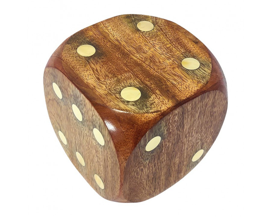 Sagebrook 5"x5" Wood Dice - Antique Brown