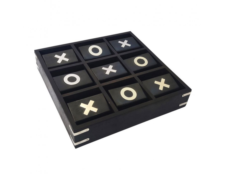 Sagebrook 10"x10" Wood Revolving Tic-Tac-Toe - Black