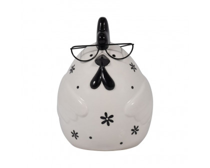 Sagebrook 7" Ceramic Chubby Rooster With Glasses