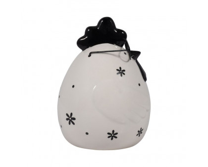 Sagebrook 7" Ceramic Chubby Rooster With Glasses - Black/White