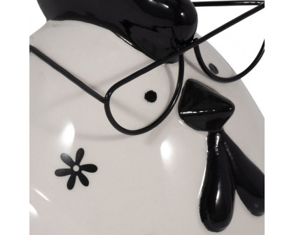 Sagebrook 7" Ceramic Chubby Rooster With Glasses - Black/White