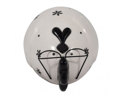 Sagebrook 7" Ceramic Chubby Rooster With Glasses - Black/White