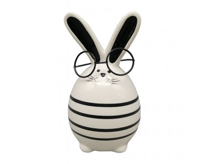 Sagebrook 6" Ceramic Chubby Bunny With Glasses