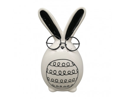 Sagebrook 6" Ceramic Chubby Bunny With Glasses