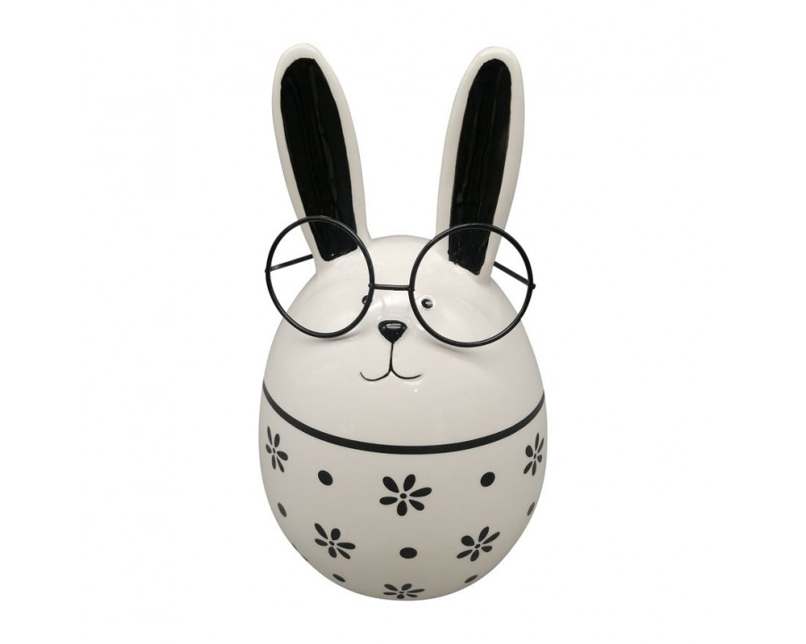 Sagebrook 6" Ceramic Chubby Bunny With Glasses