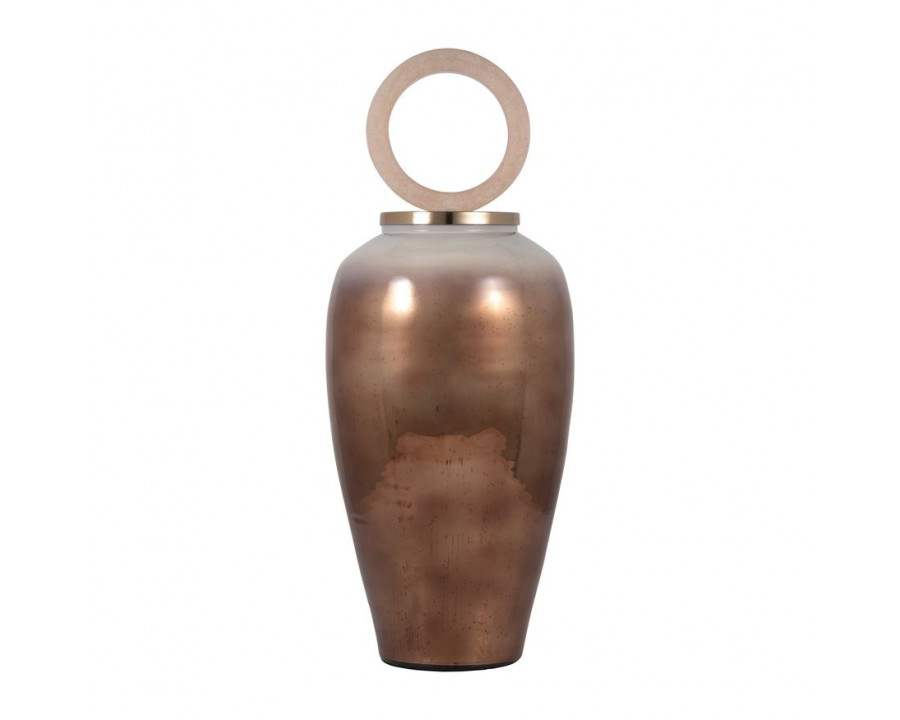 Sagebrook 28" Glass Vase Round Resin Topper - Copper