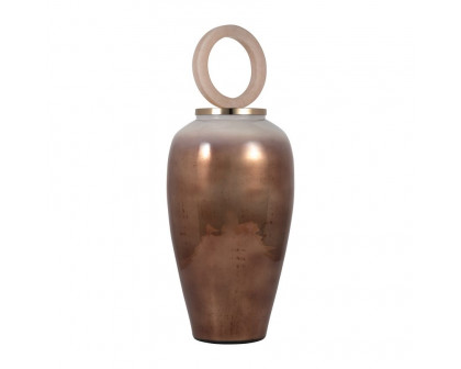 Sagebrook 28" Glass Vase Round Resin Topper - Copper