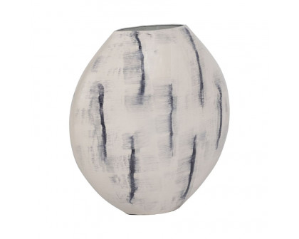 Sagebrook 20" Metal Enameled Round Vase - Distressed White