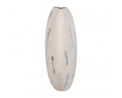 Sagebrook 33" Metal Enameled Round Vase - Distressed White