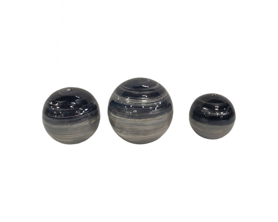 Sagebrook Metal Galaxy Orbs (Set Of 3) - 2-tone Black