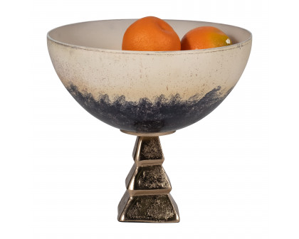 Sagebrook™ 11" Glass Bowl with Stand - 2-Tone White