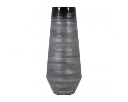 Sagebrook 18" Glass Enameled Vase - Gray/Black