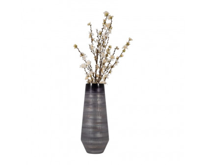 Sagebrook 18" Glass Enameled Vase - Gray/Black