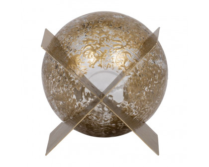 Sagebrook 8" Glass Hurricane Orb - Clear/Gold