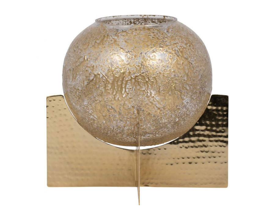 Sagebrook 10" Glass Hurricane Orb - Clear/Gold