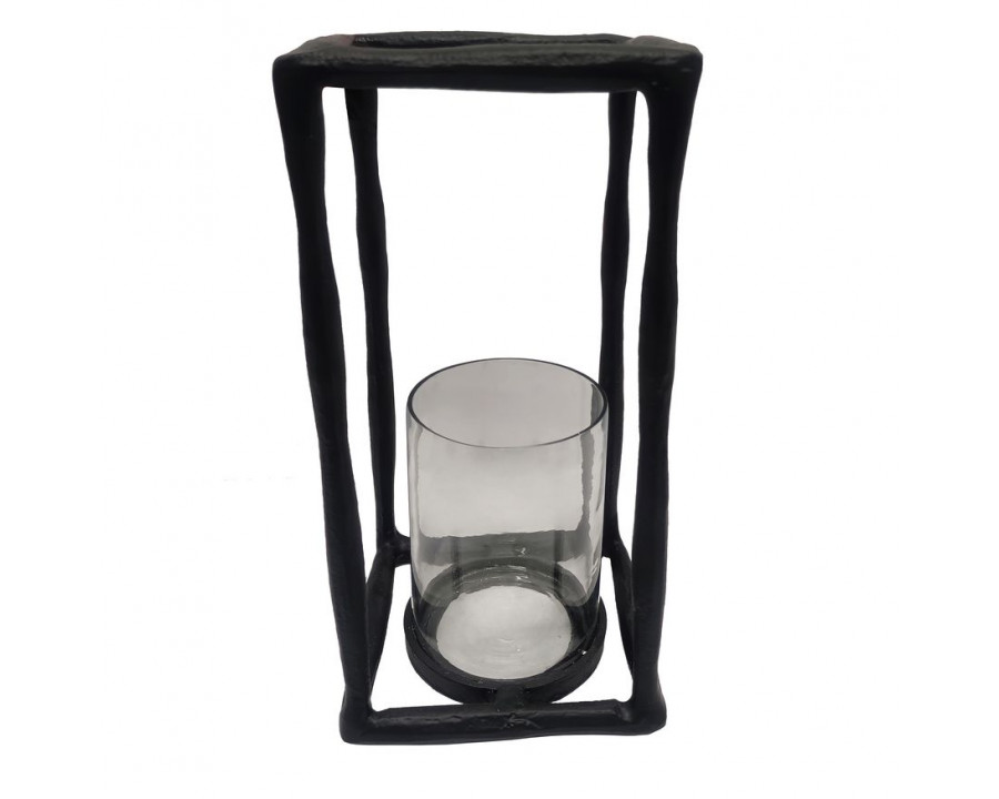 Sagebrook 12" Metal Open Square Hurricane Holder - Black