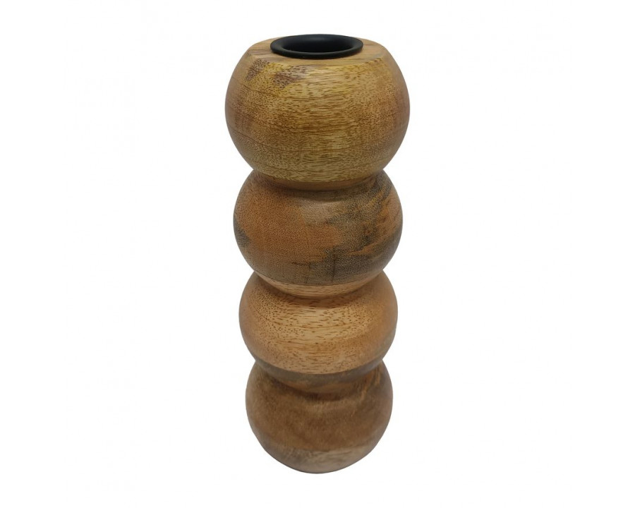 Sagebrook 7" Wood Ribbed Votive Holder - Natural