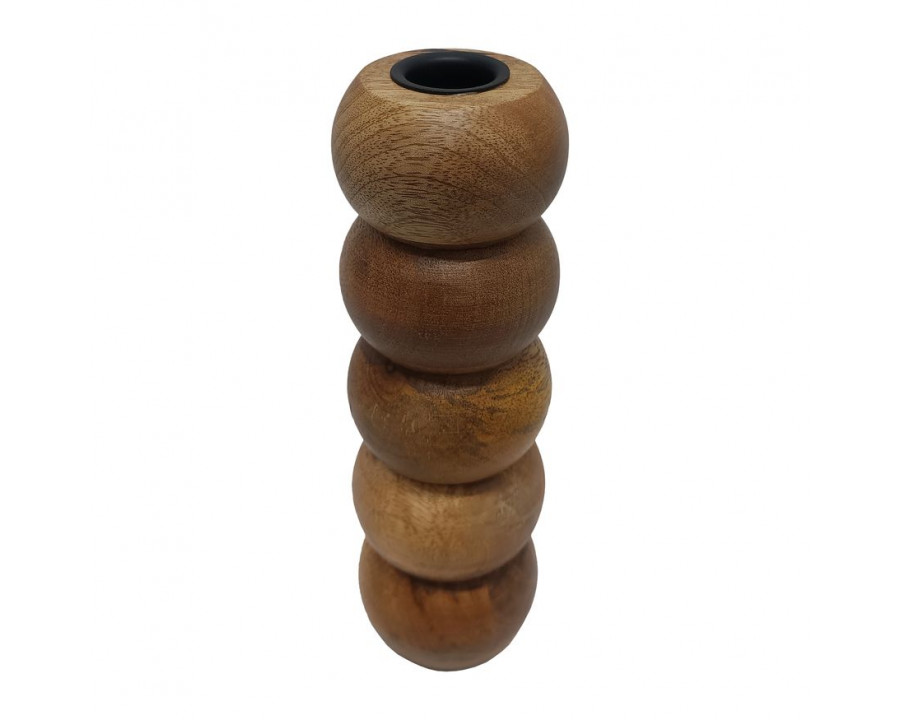 Sagebrook 7" Wood Ribbed Votive Holder