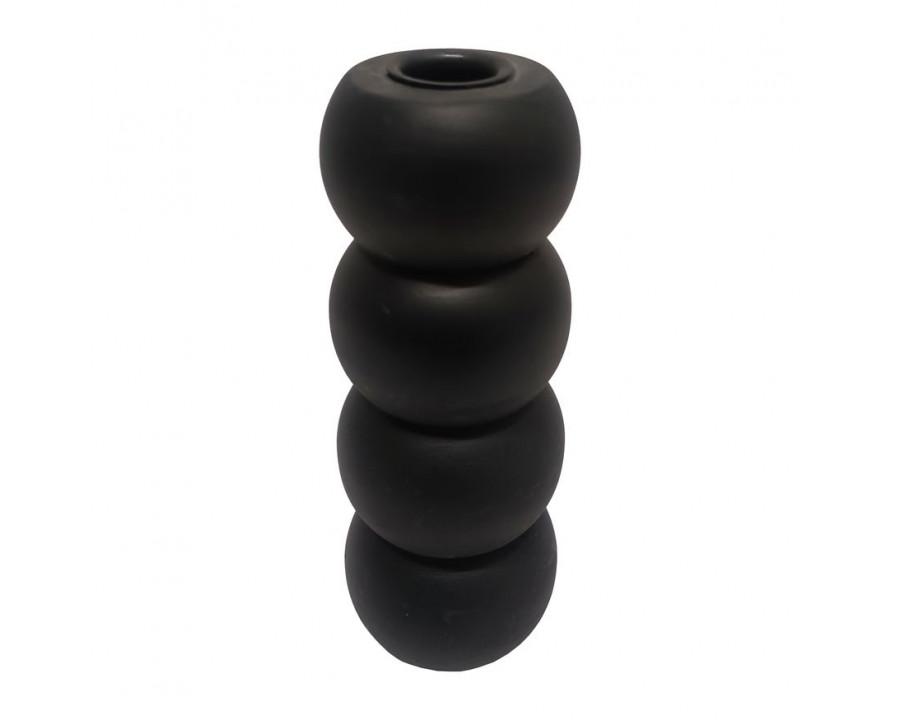 Sagebrook 7" Wood Ribbed Votive Holder - Black