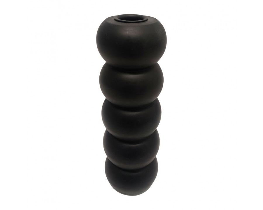 Sagebrook 8" Wood Ribbed Votive Holder - Black