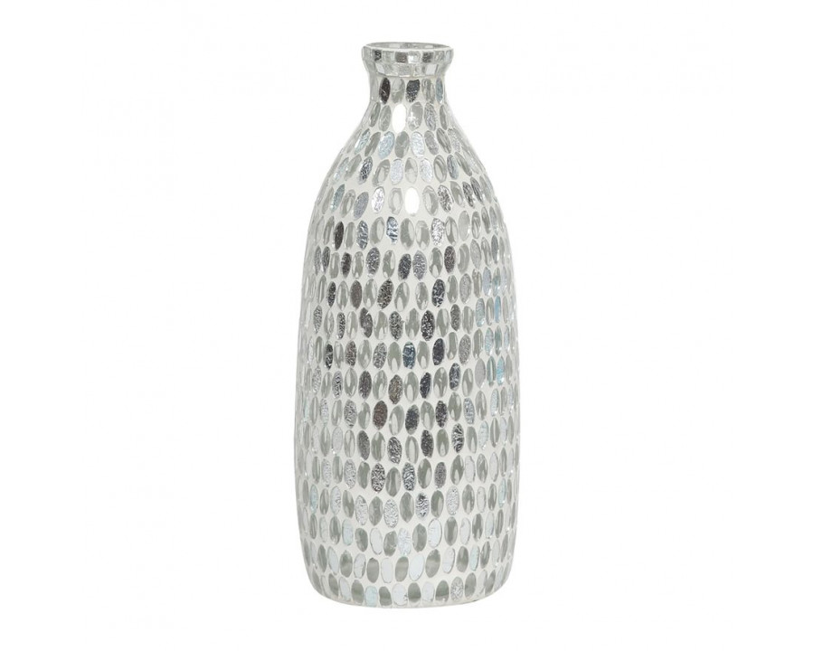 Sagebrook 13" Glass Mosaic Vase - White