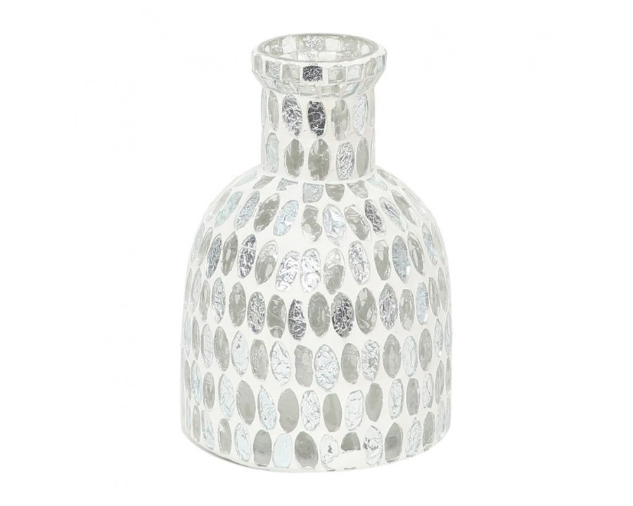 Sagebrook 6" Glass Mosaic Vase - White