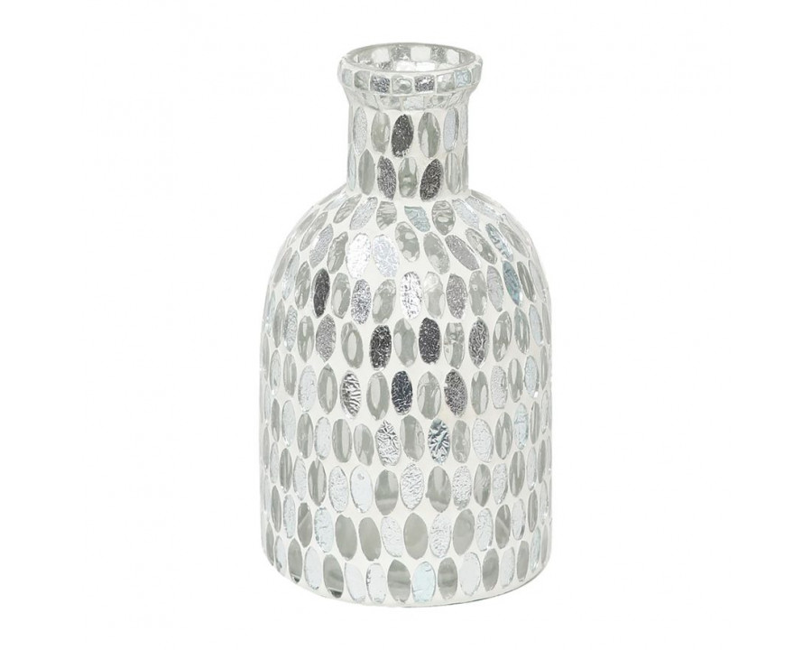 Sagebrook 8" Glass Mosaic Vase - White