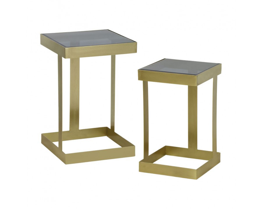 Sagebrook - Metal Square Contemporary Side Table Set in Black/Gold