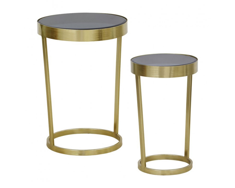 Sagebrook - Metal Round Contemporary Side Table Set in Black/Gold