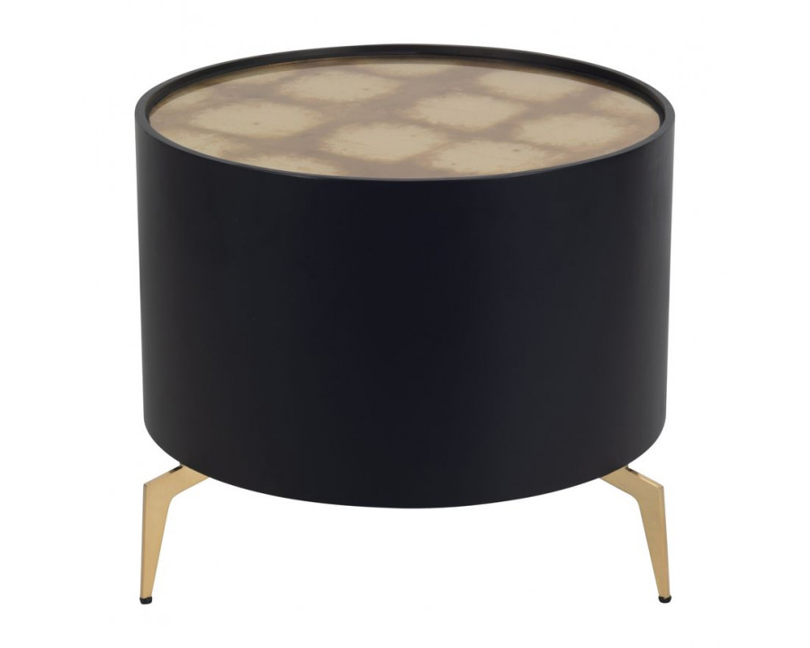 Sagebrook Wood Gold Leaf Top Side Table - Black/Gold