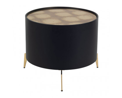 Sagebrook Wood Gold Leaf Top Side Table - Black/Gold